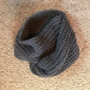 2 grey knit infinity scarves